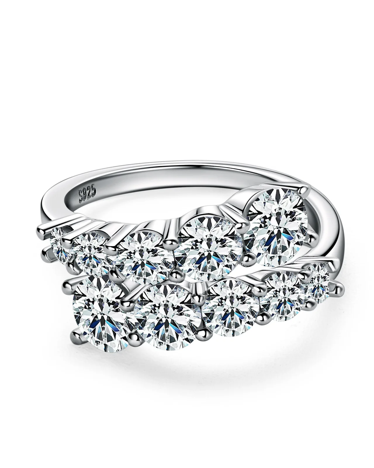 0.3 CT Moissanite Multi-Stone Wrap Ring | VVS1 & GRA Certified