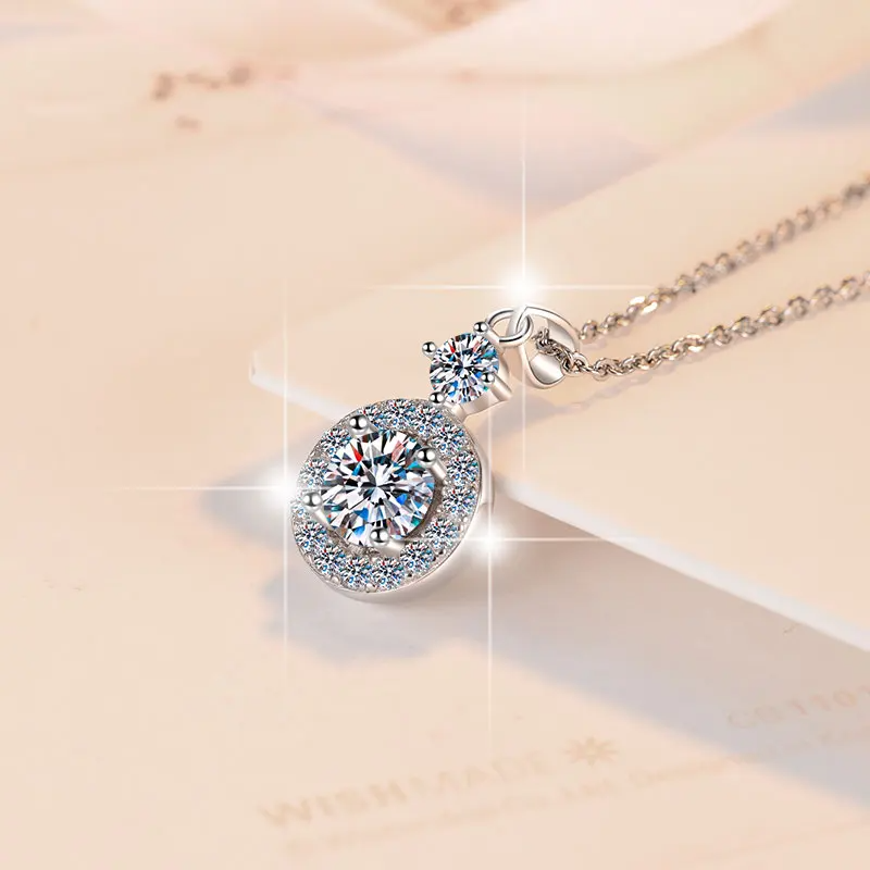 1 CT Moissanite Silver Sun & Stars Necklace| VVS1 & GRA Certified