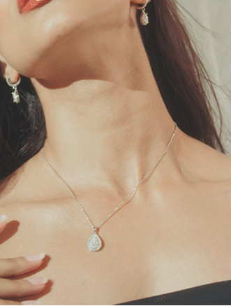 1 CT Moissanite Silver Double Pear Necklace | VVS1 & GRA Certified