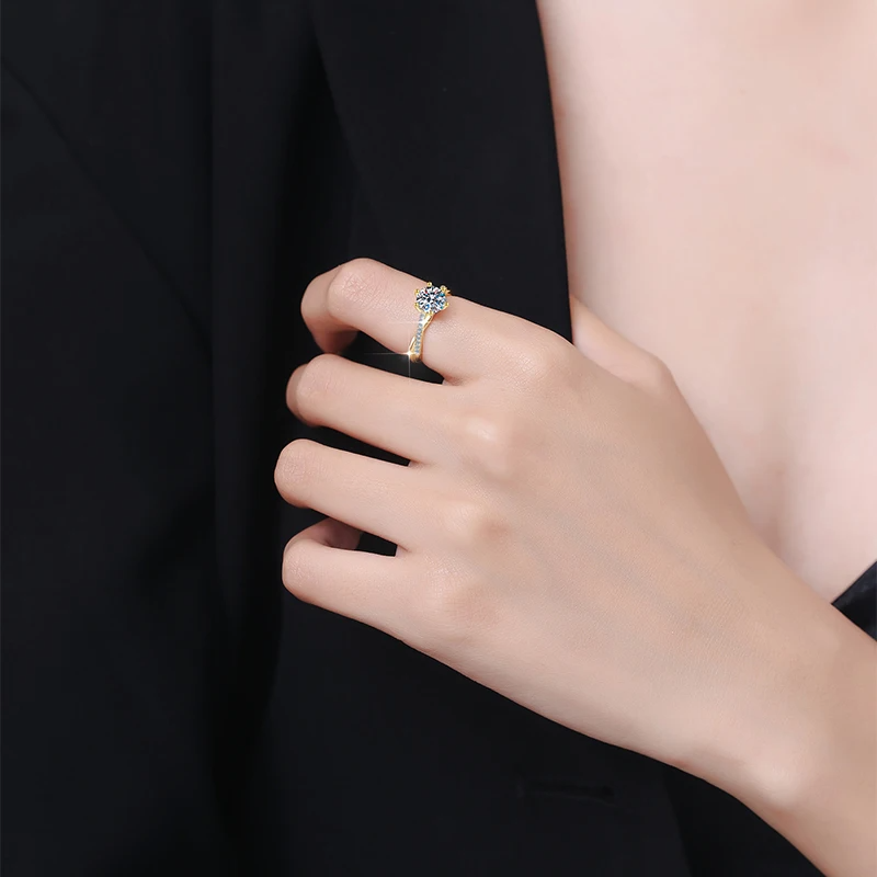 1 CT Moissanite Gold-Plated Twisted Ring | VVS1 & GRA Certified