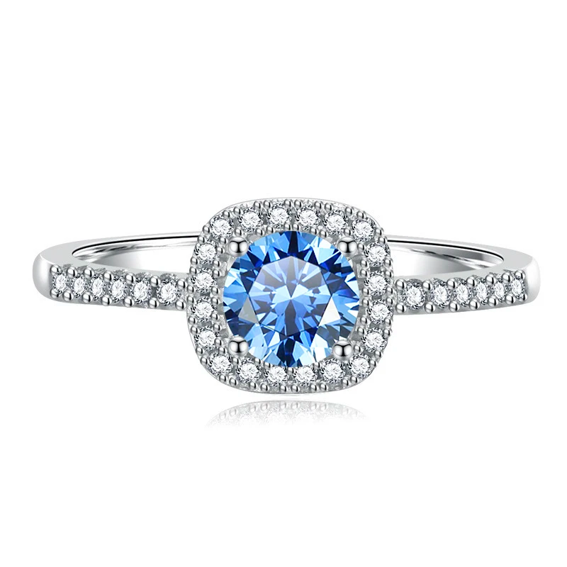 2 CT Blue Moissanite Silver Ring | VVS1 & GRA Certified