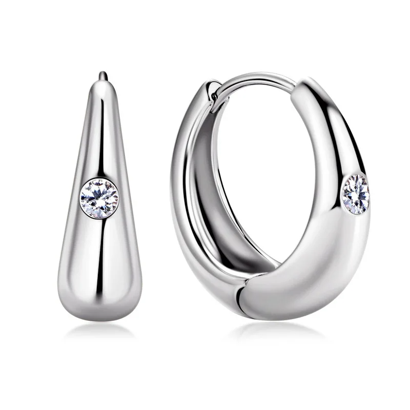 Moissanite Teardrop Huggie Earrings | 925 Sterling Silver