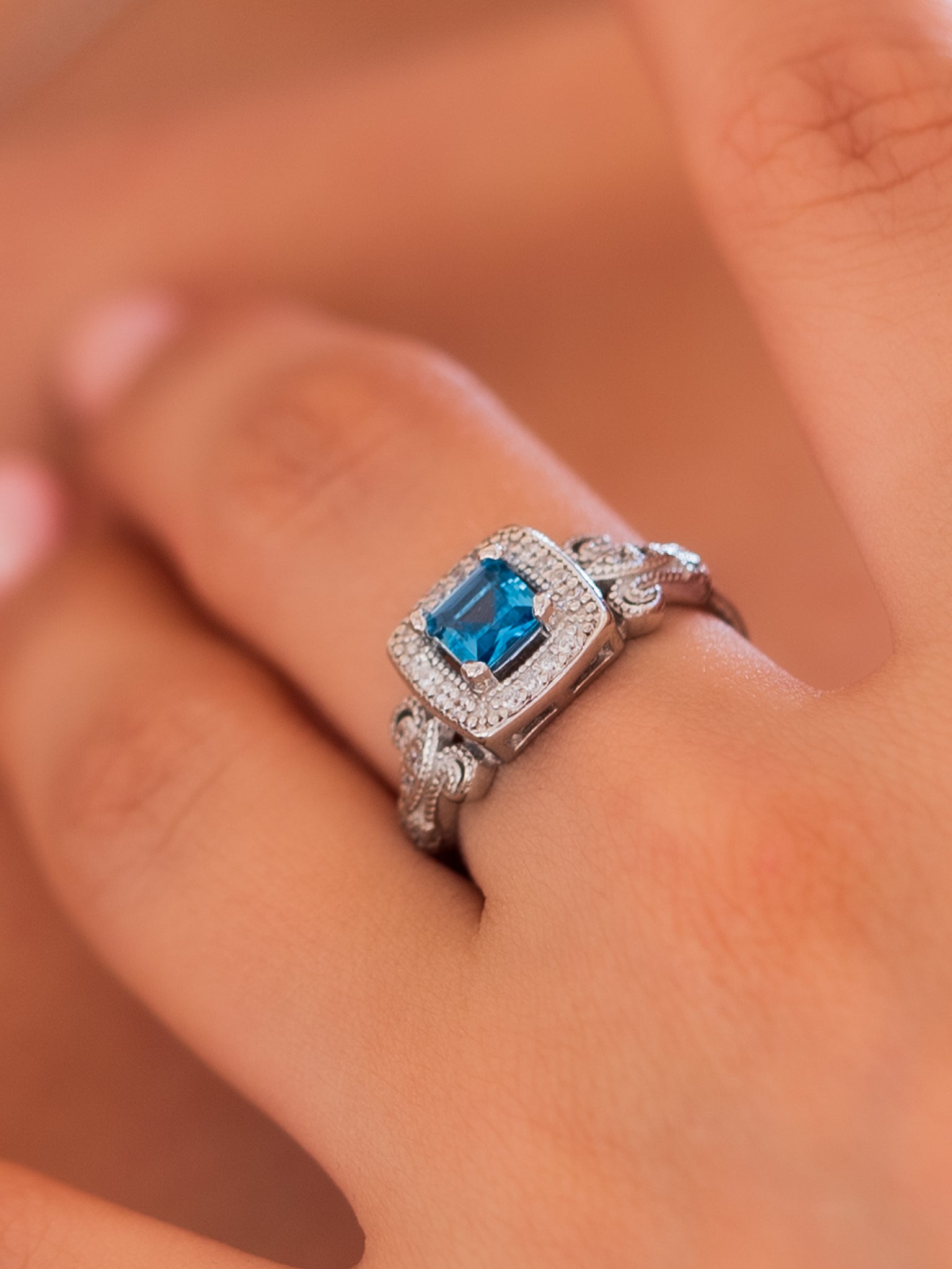 Ocean-Blue Vintage Ring | 925 Sterling Silverv