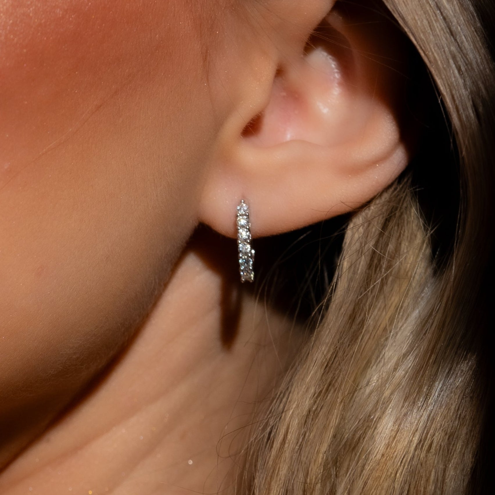 0.3 CT Moissanite Silver Huggie Hoop Earrings | VVS1 & GRA Certified