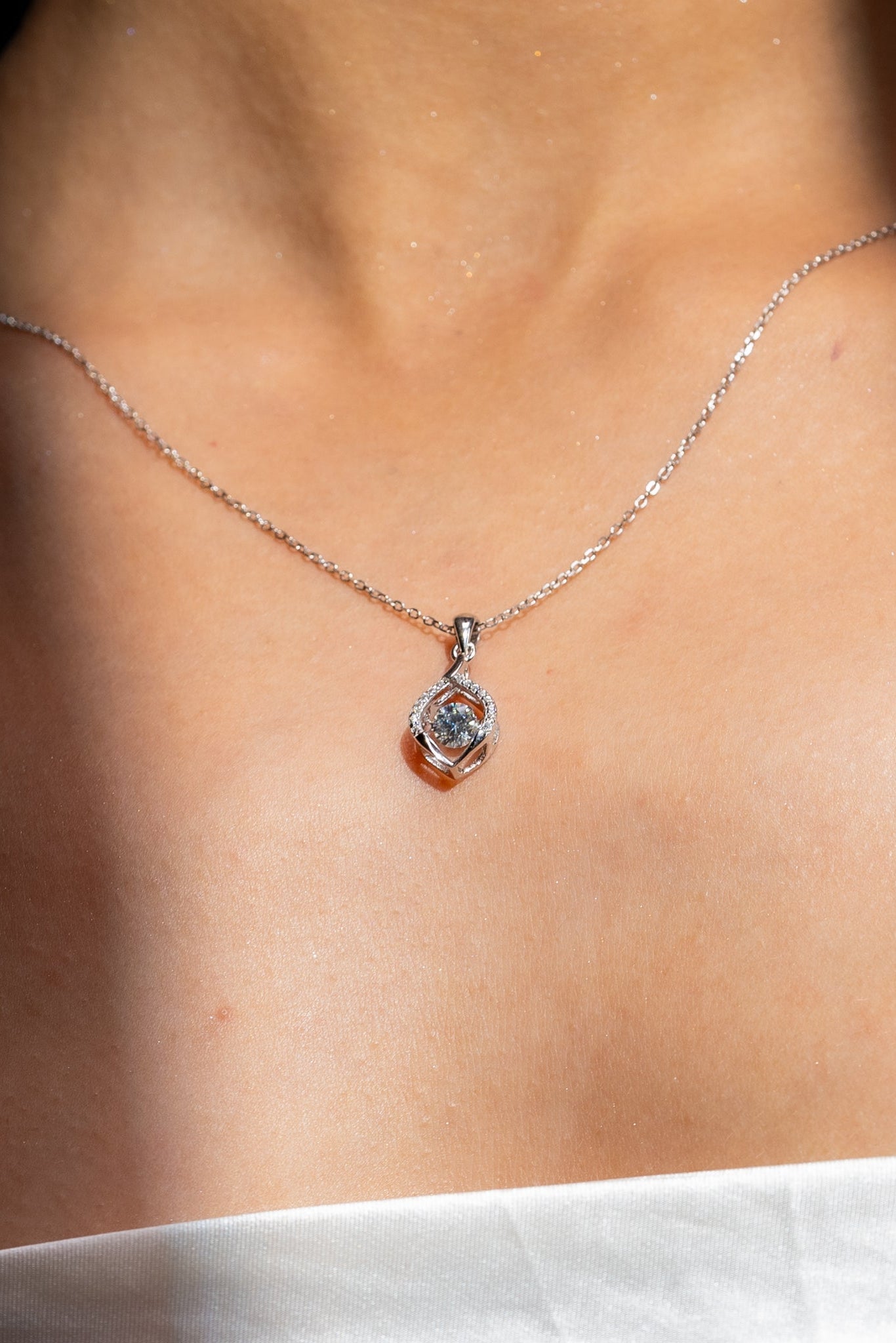 0.5 CT Moissanite Dancing Stone Pendant Necklace | VVS1 & GRA Certified