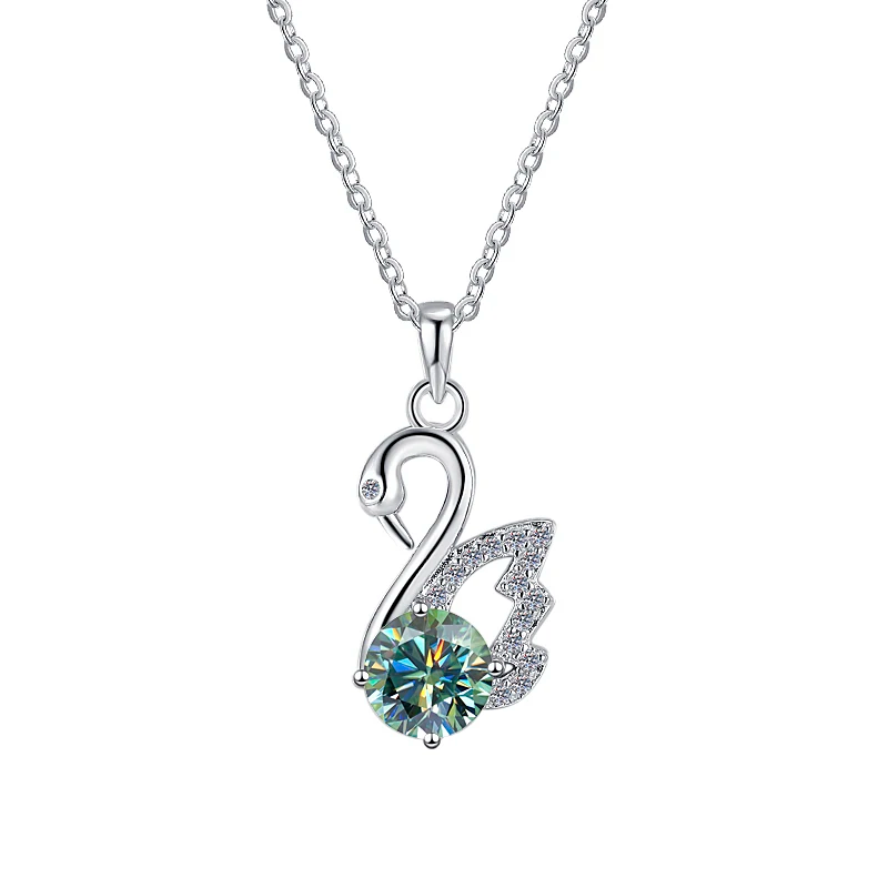 1 CT Silver Majestic Swan Necklace | VVS1 & GRA Certified