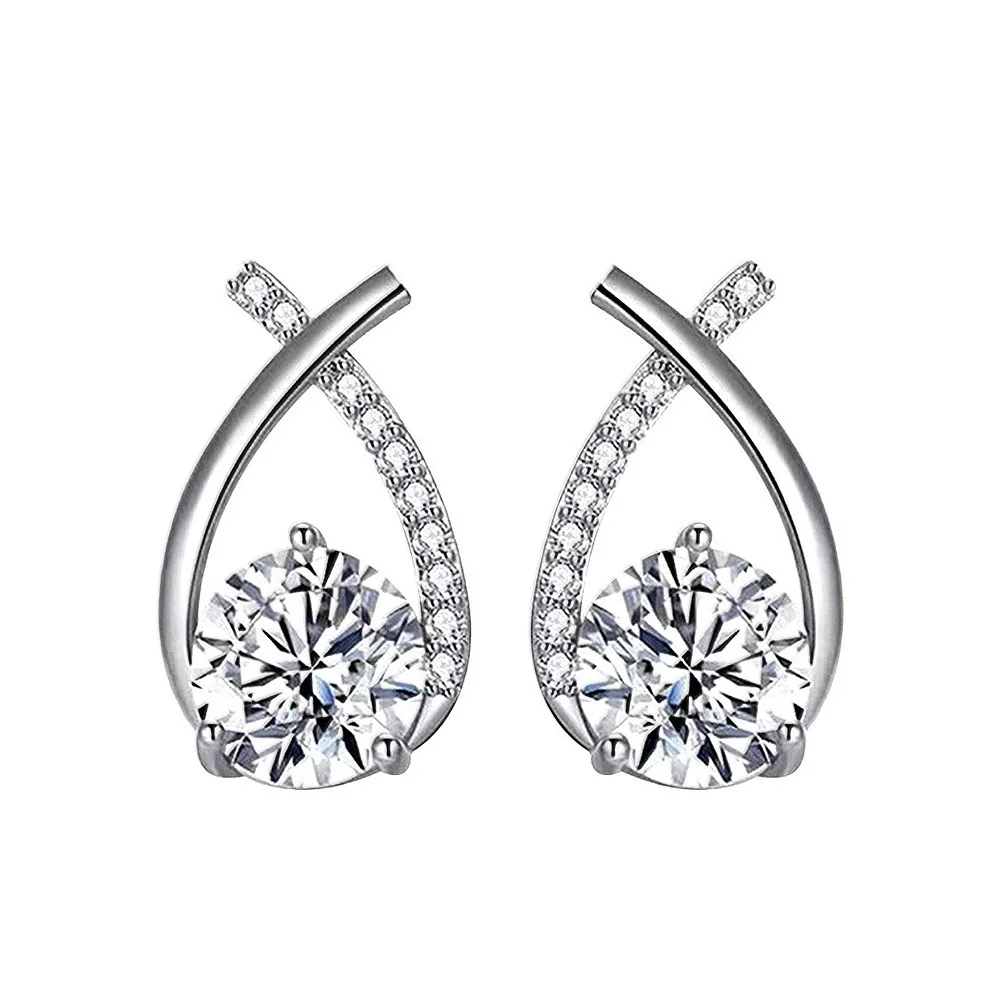 0.5 CT Moissanite Silver Teardrop Stud Earrings | VVS1 & GRA Certified