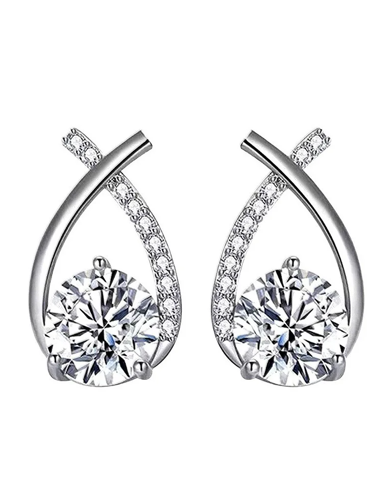 0.5 CT Moissanite Silver Teardrop Stud Earrings | VVS1 & GRA Certified