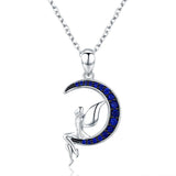 925 Sterling Silver Moon Fairy Necklace