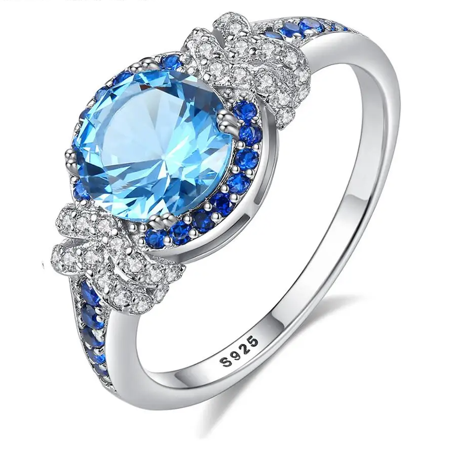 Sapphire-Blue Round Ring | 925 Sterling Silver