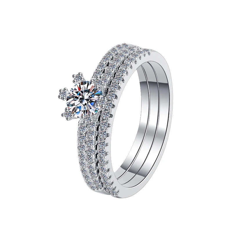 0.5 CT Moissanite Silver Stackable Crown Set | VVS1 & GRA Certified