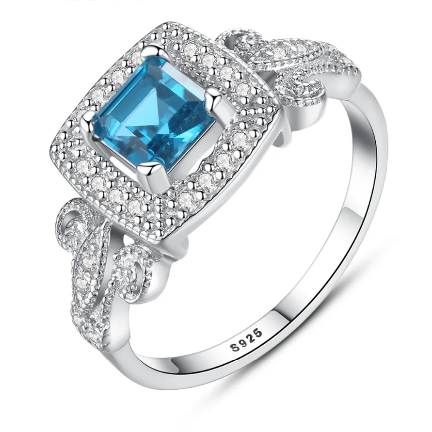 Ocean-Blue Vintage Ring | 925 Sterling Silverv