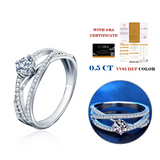 0.5ct Moissanite Silver Crossover Ring | VVS1 & GRA Certified