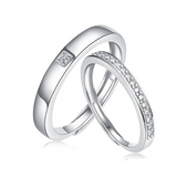 925 Sterling Silver Adjustable Couple Love Double Rings