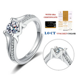 1 Ct Moissanite Side-Stone 925 Sterling Silver Ring