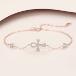 925 Sterling Silver Rose Gold Key Of Life Bracelet