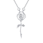 925 Sterling Silver Romantic Rose Necklace