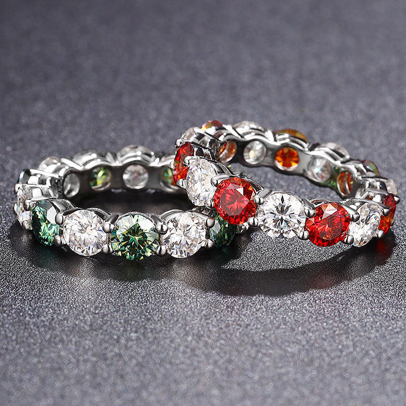 0.2 CT Moissanite & Colored Gemstone Eternity Band