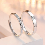 925 Sterling Silver Adjustable Couple Love Double Rings