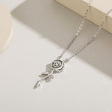 925 Sterling Silver Romantic Rose Necklace