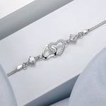 925 Sterling Silver Double Heart Bracelet