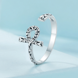 925 Sterling Silver Adjustable Anka Cross Ring