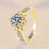 1ct Moissanite adjustable Gold-Plated Silver Crown Ring | VVS1 & GRA Certified