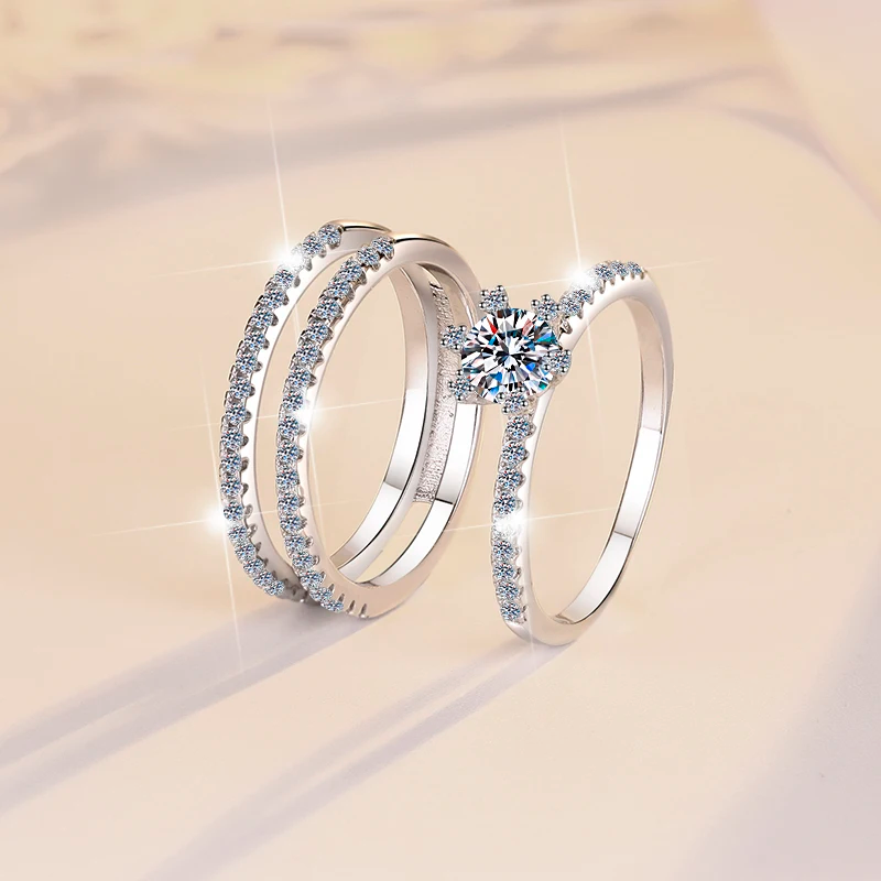 0.5 CT Moissanite Silver Stackable Crown Set | VVS1 & GRA Certified