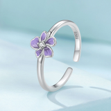 925 Sterling Silver Adjustable Eternity Flower Ring