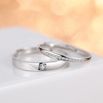 925 Sterling Silver Adjustable Couple Love Double Rings