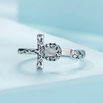 925 Sterling Silver Adjustable Anka Cross Ring