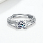 1 Ct Moissanite Side-Stone 925 Sterling Silver Ring