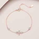 925 Sterling Silver Rose Gold Key Of Life Bracelet