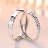 925 Sterling Silver Adjustable Couple Love Double Rings