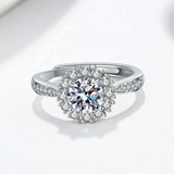 1 Ct Moissanite Sunflower 925 Sterling Silver Ring