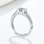 1 Ct Moissanite Side-Stone 925 Sterling Silver Ring