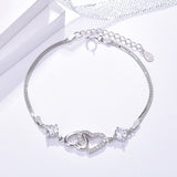 925 Sterling Silver Double Heart Bracelet