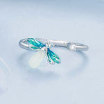 925 Sterling Silver Adjustable Luminous Firefly Ring