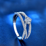 0.5ct Moissanite Silver Crossover Ring | VVS1 & GRA Certified