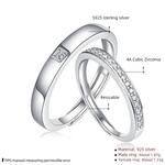 925 Sterling Silver Adjustable Couple Love Double Rings