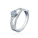 0.5ct Moissanite Silver Crossover Ring | VVS1 & GRA Certified