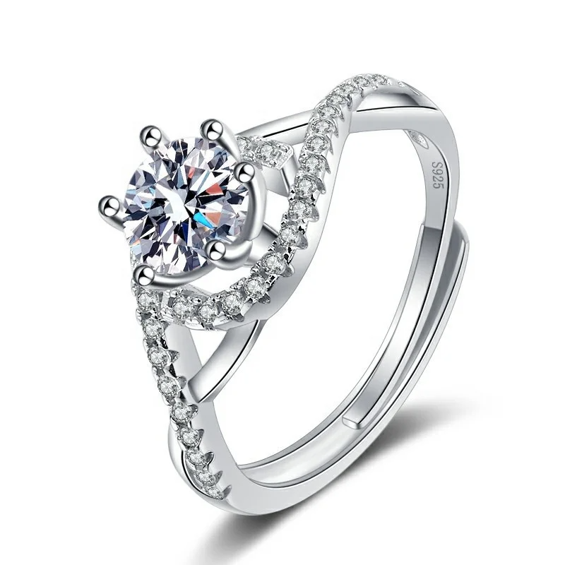 Ct Moissanite Round Cut 925 Sterling Silver Engagement Ring
