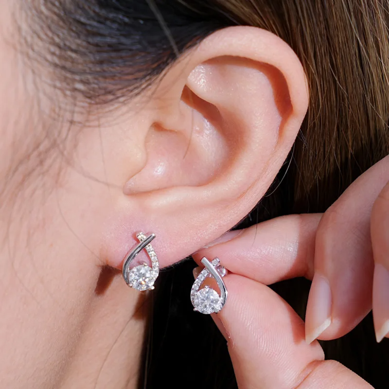0.5 CT Moissanite Silver Teardrop Stud Earrings | VVS1 & GRA Certified