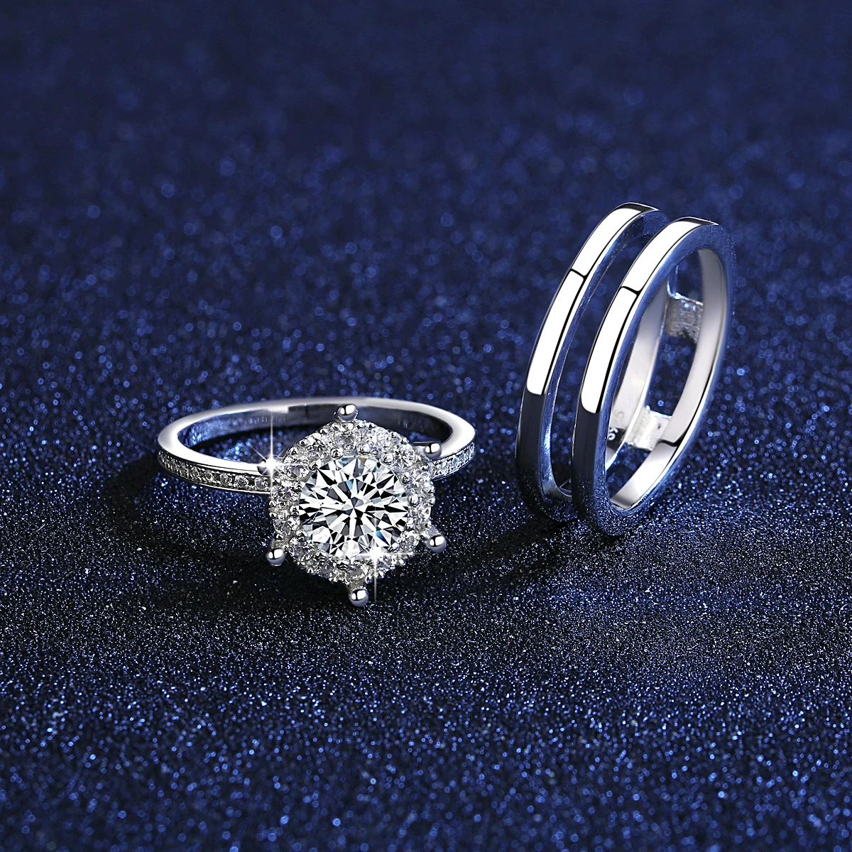 1 CT Moissanite Silver Bridal Set | VVS1 & GRA Certified