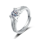 1 Ct Moissanite Side-Stone 925 Sterling Silver Ring