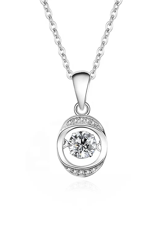 0.5 CT Moissanite Dancing Stone Pendant Necklace | VVS1 & GRA Certified