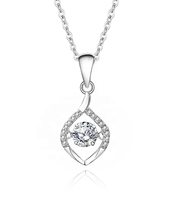 0.5 CT Moissanite Silver Teardrop Dancing Stone Necklace | VVS1 & GRA Certified