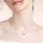 925 Sterling Silver Double Heart Butterfly Necklace