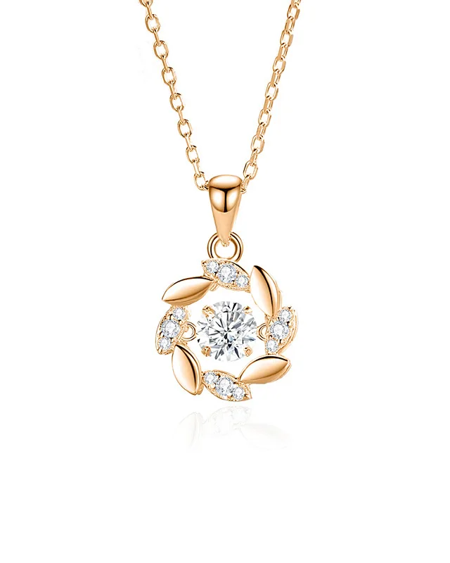 0.5 CT Moissanite Silver Floral Dancing Stone Necklace | VVS1 & GRA Certified