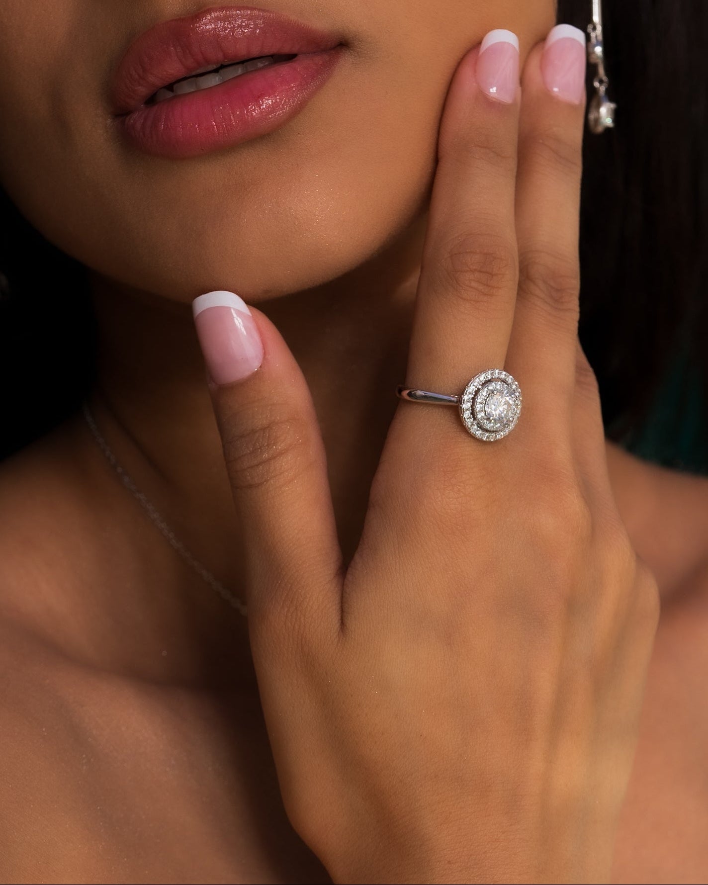 1 CT Moissanite Silver Double Halo Ring | VVS1 & GRA Certified